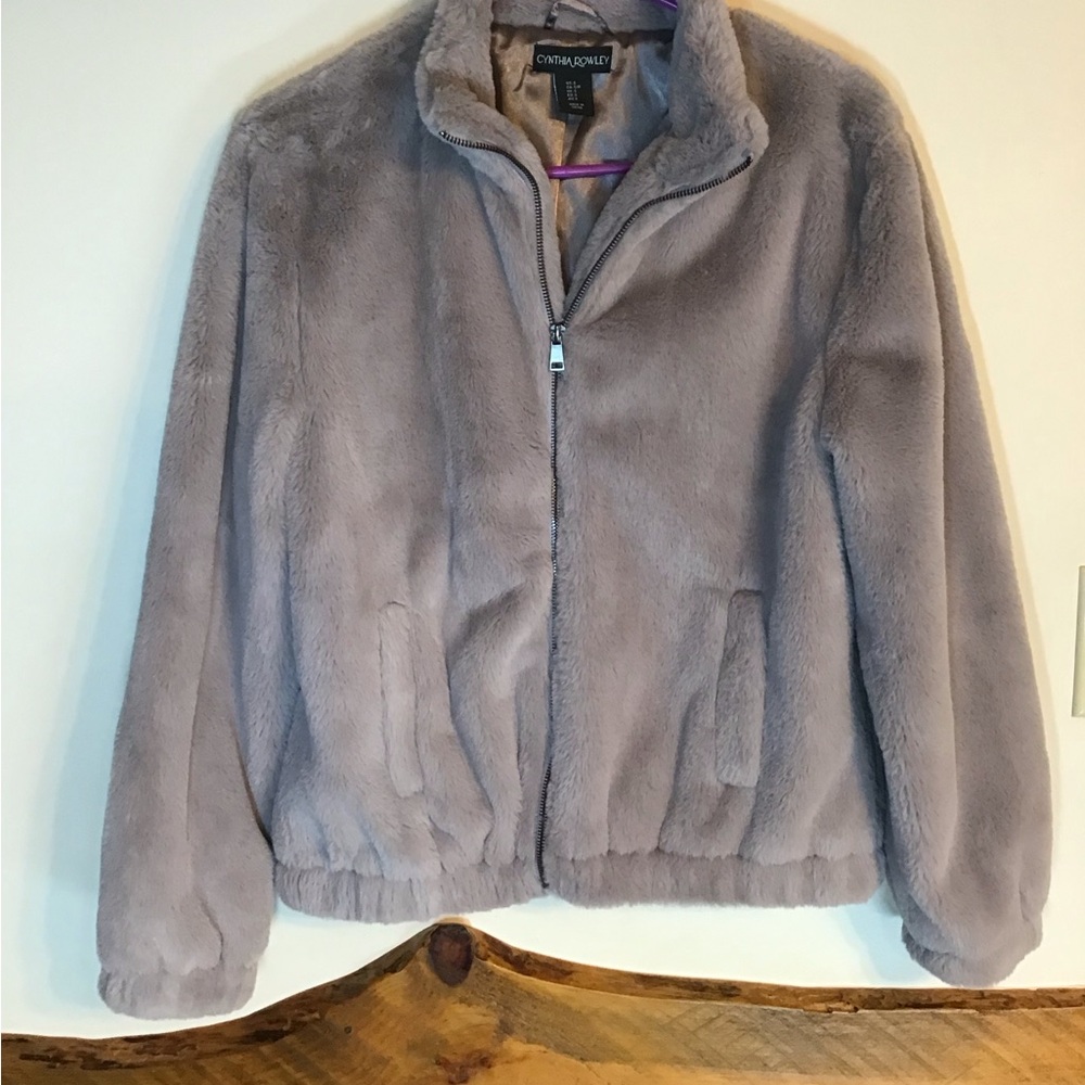 Cynthia Crowley faux fur jacket.